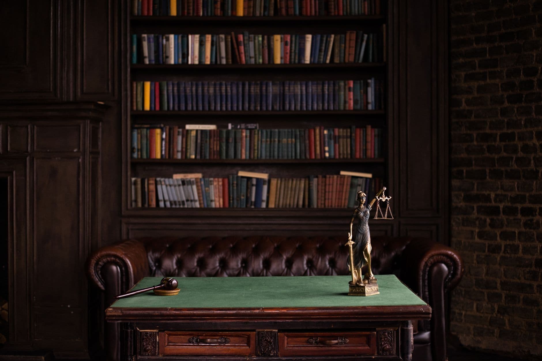 Professional law office with scales of justice